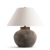 FlowDecor Caserta Table Lamp in ceramic with brown and off-white linen tapered drum shade (# 4707)