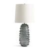 FlowDecor Livorno Table Lamp in glass with smokey grey and off-white linen tapered drum shade (# 4747)