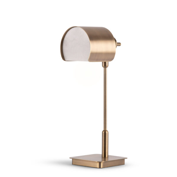 FlowDecor Opal Table Lamp in metal with antique brass finish and alabaster and  shade (# 4742)