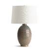 FlowDecor Pearl Table Lamp in ceramic and off-white linen tapered drum shade (# 4738)