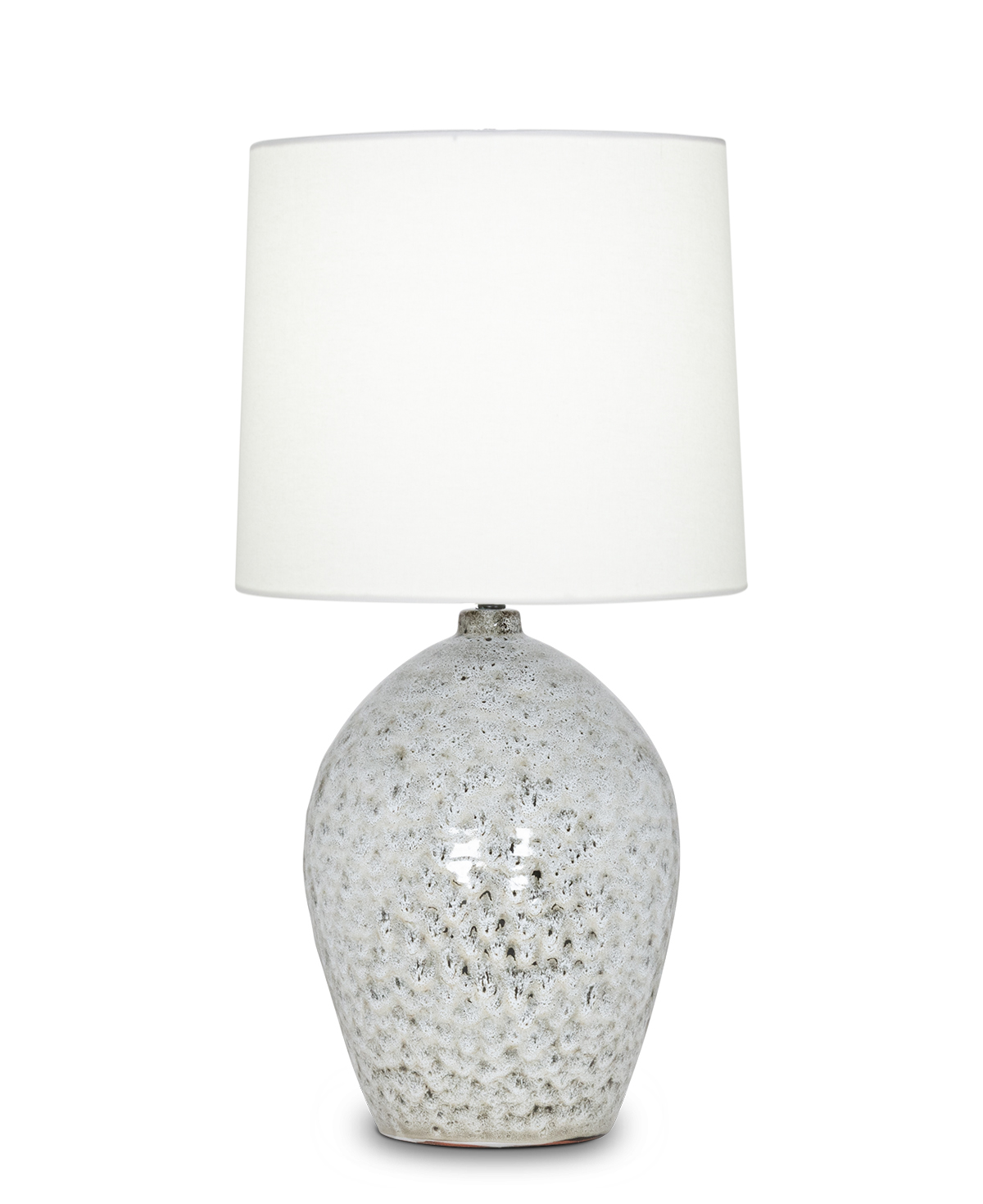 FlowDecor Connor Table Lamp in ceramic with ivory with taupe & black finish and off-white linen tapered drum shade (# 4501)