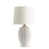 imogen-white-ceramic-table-lamp-main-4771-OWC FlowDecor Imogen Table Lamp in ceramic with off-white finish and metal with antique brass finish and off-white cotton tapered drum shade (# 4771)