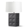 jett-black-wood-table-lamp-main-4781-OWL FlowDecor Jett Table Lamp in wood with black stain finish and off-white linen tapered drum shade (# 4781)