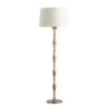 FlowDecor Kenora Floor Lamp  in metal with antique brass finish and off-white linen tapered drum shade (# 4761)