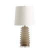 micah-beige-glass-acrylic-table-lamp-main-4775-OWL FlowDecor Micah Table Lamp in glass with beige and acrylic base and off-white linen tapered drum shade (# 4775)