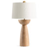 miriam-brown-wood-table-lamp-main-4767-OWL FlowDecor Miriam Table Lamp in wood with light finish and off-white linen tapered drum shade (# 4767)