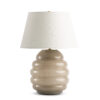 tristan-beige-glass-table-lamp-main-4772-OWL FlowDecor Tristan Table Lamp in glass with beige and off-white linen tapered drum shade (# 4772)