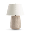 FlowDecor Dayna Table Lamp in ceramic with earthy beige finish and off-white linen tapered drum shade (# 4807)