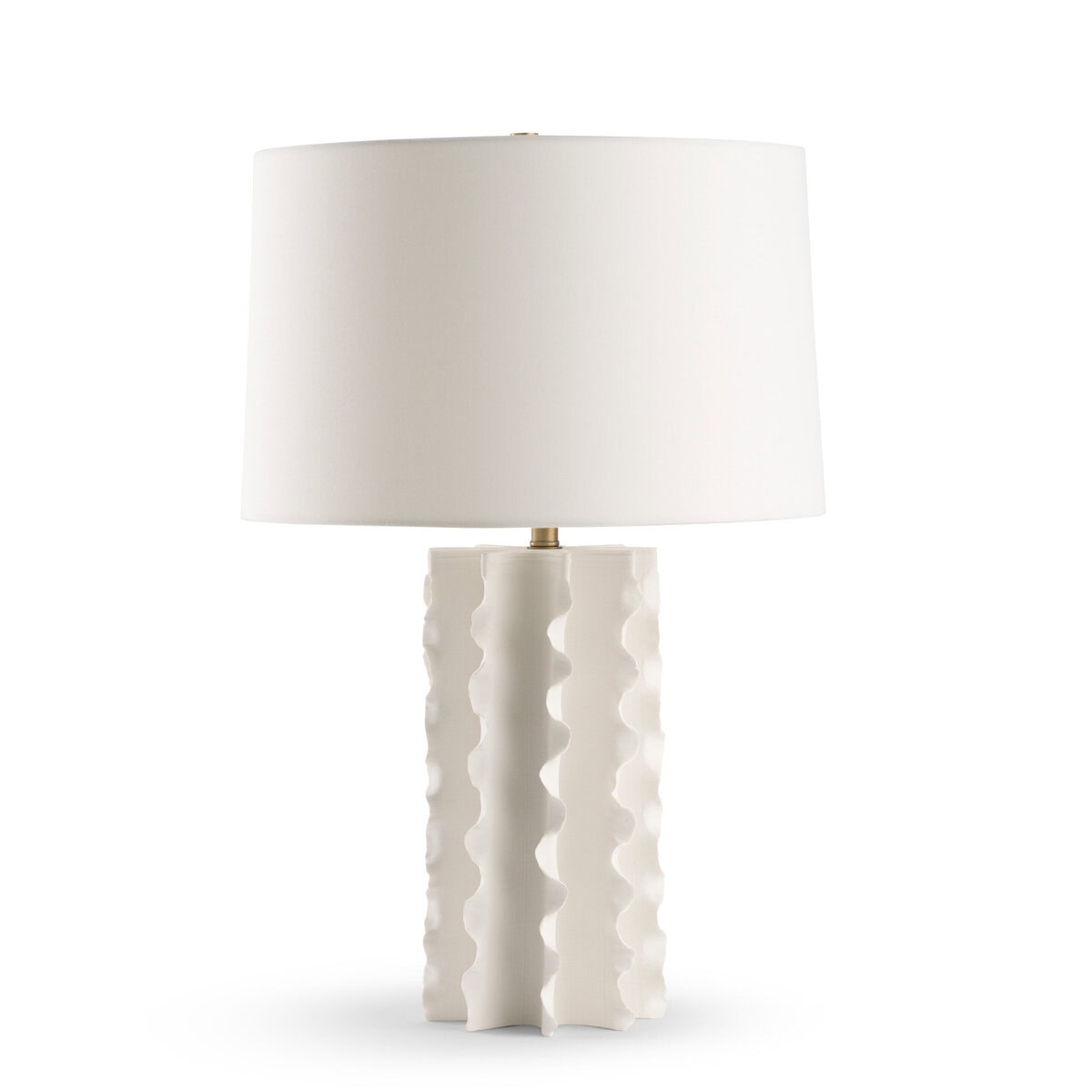 FlowDecor Everly Table Lamp in ceramic with off-white finish and off-white cotton tapered drum shade (# 4808)