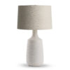 FlowDecor Josie Table Lamp in resin with white finish and beige linen tapered drum shade (# 4803)