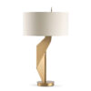 FlowDecor Kensley Table Lamp in metal with antique brass finish and off-white cotton drum shade (# 4790)
