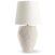 FlowDecor Lark Table Lamp in ceramic with white finish and off-white linen tapered drum shade (# 4810)