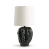 FlowDecor Louis Table Lamp in ceramic with black-green and off-white linen tapered drum shade (# 4809)