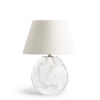 FlowDecor Whitney Table Lamp in glass with clear and off-white linen tapered drum shade (# 4804)