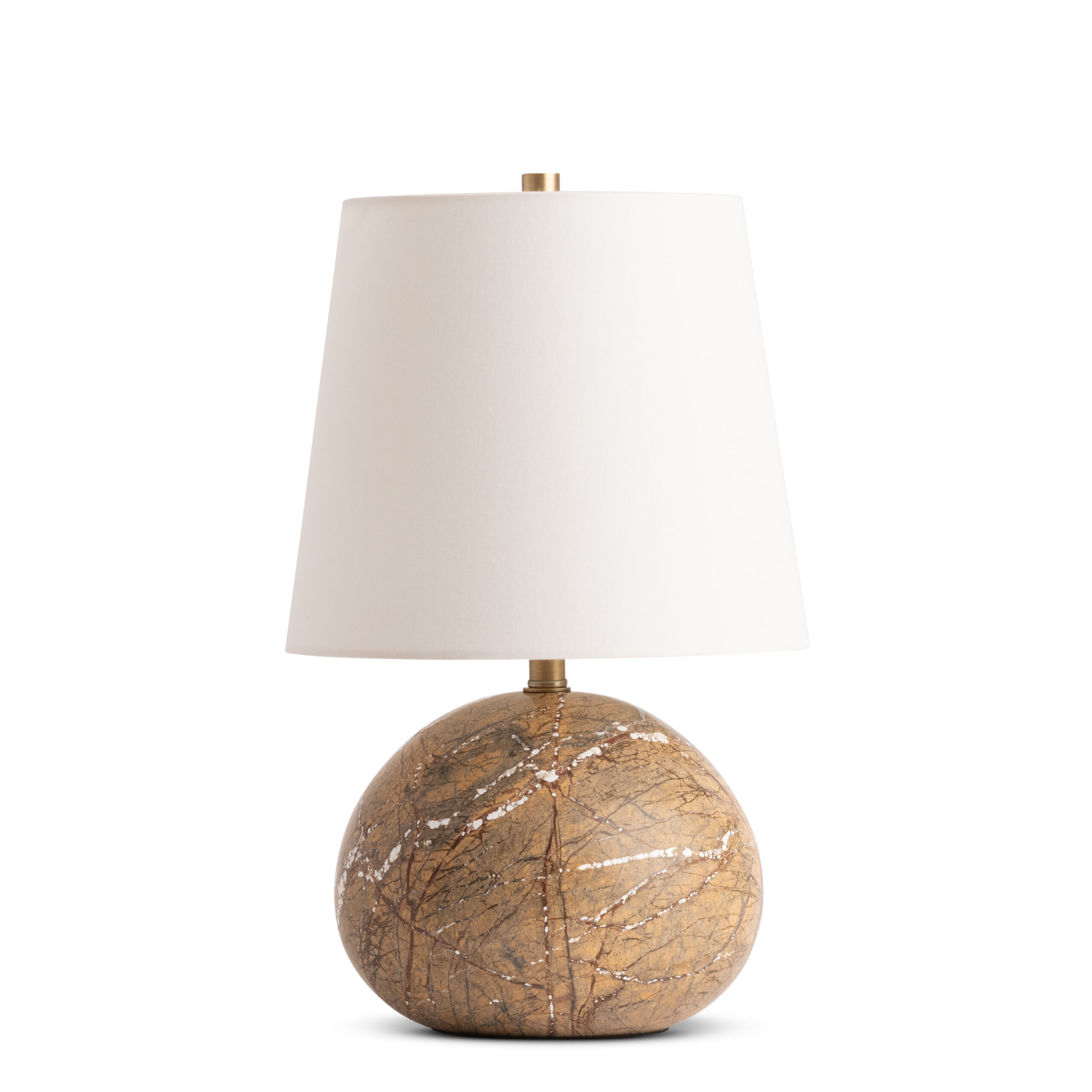 augusta-brown-marble-table-lamp-main-4839-OWL FlowDecor Augusta Table Lamp in brown marble and off-white linen tapered drum shade (# 4839)