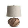FlowDecor Bari Table Lamp in ceramic with black and brown and beige linen tapered drum shade (# 4832)
