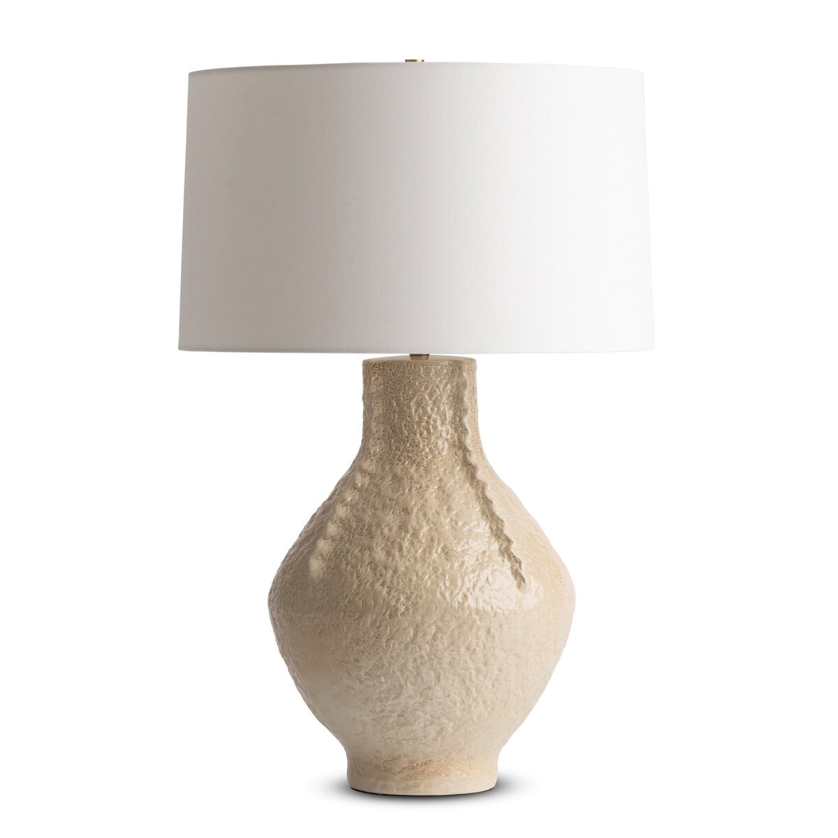 cannes-cream-ceramic-table-lamp-main-4826-OWL FlowDecor Cannes Table Lamp in ceramic with cream finish and off-white linen tapered drum shade (# 4826)