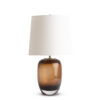 costas-beige-glass-table-lamp-main-4835-OWL FlowDecor Costas Table Lamp in glass with beige and off-white linen tapered drum shade (# 4835)