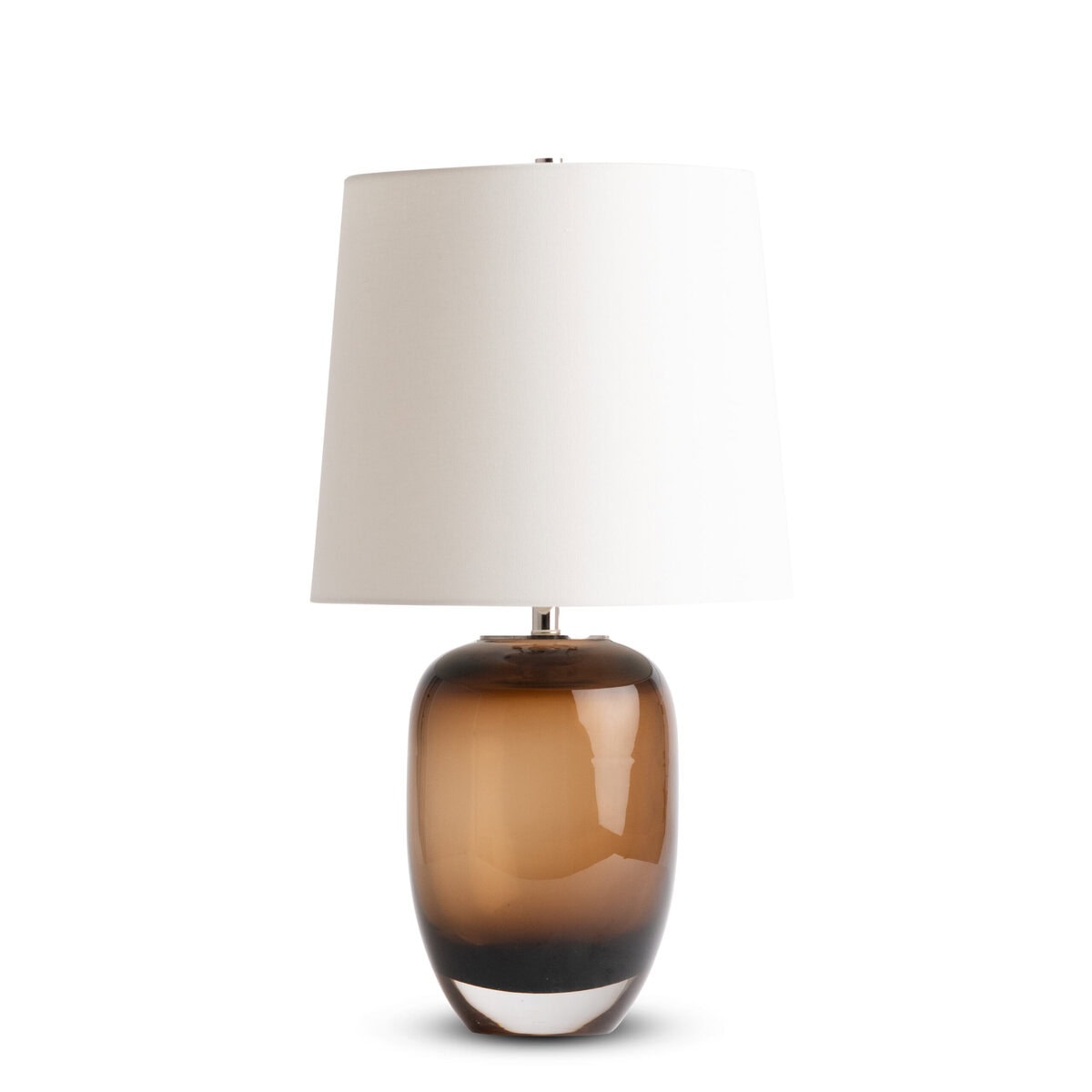 costas-beige-glass-table-lamp-main-4835-OWL FlowDecor Costas Table Lamp in glass with beige and off-white linen tapered drum shade (# 4835)