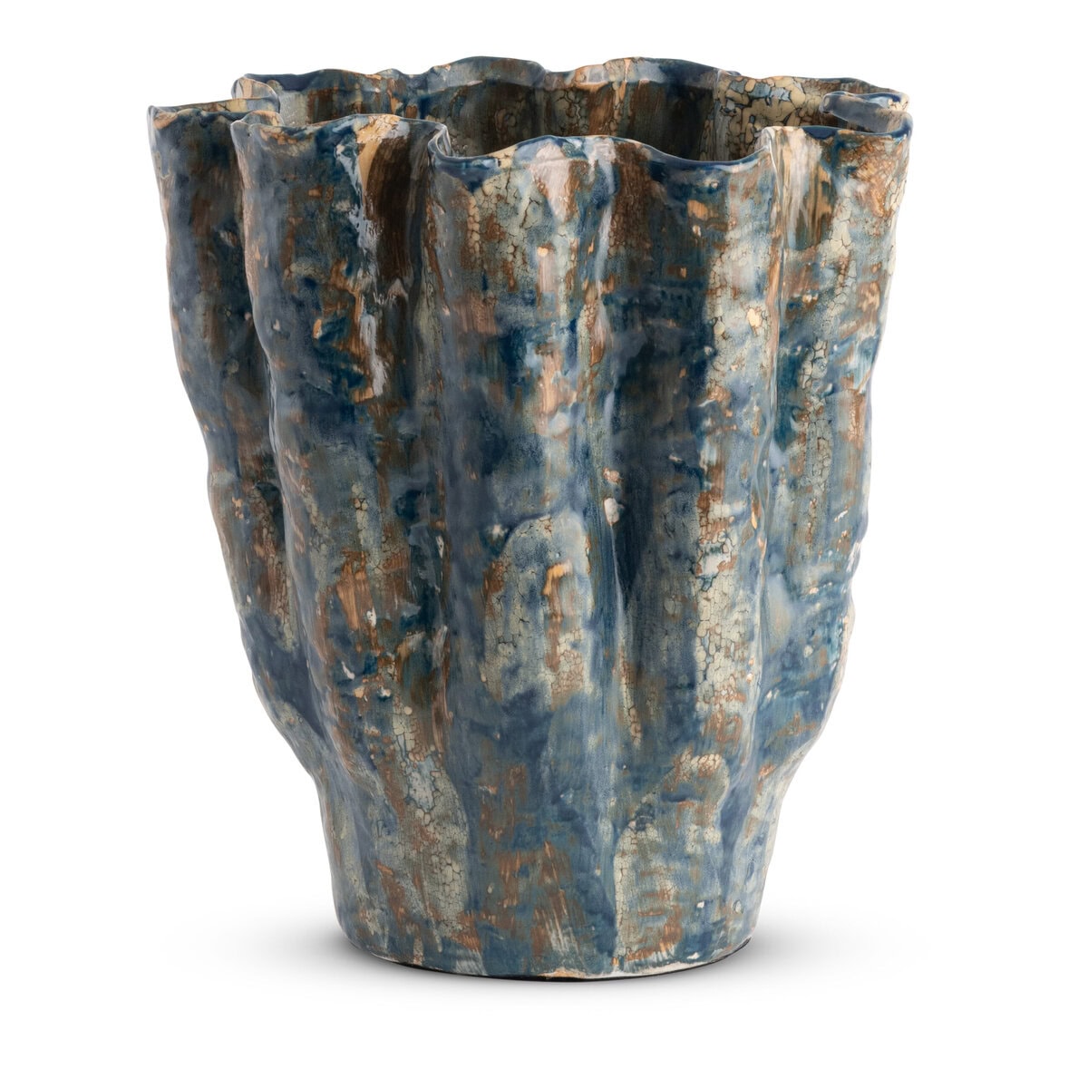 demitra-blue-brown-ceramic-vase-main-7285 FlowDecor Demitra Vase in (# 7285)