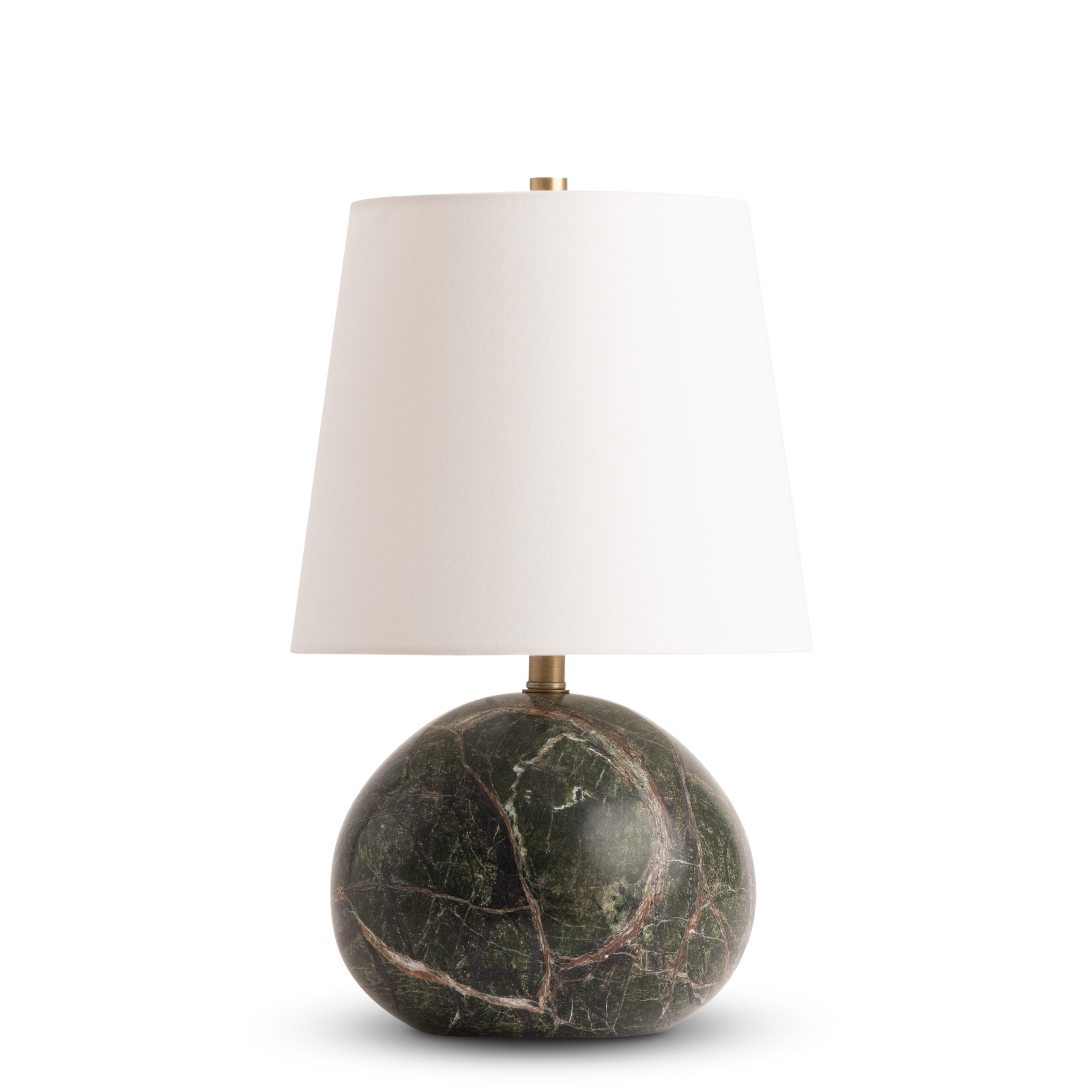 milena-green-marble-table-lamp-main-4838-OWL FlowDecor Milena Table Lamp in green marble and off-white linen tapered drum shade (# 4838)