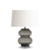rhea-grey-glass-table-lamp-main-4837-OWL FlowDecor Rhea Table Lamp in glass with smokey grey and off-white linen oval shade (# 4837)