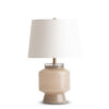thalia-beige-glass-table-lamp-main-4833-OWL FlowDecor Thalia Table Lamp in glass with beige and off-white linen tapered drum shade (# 4833)